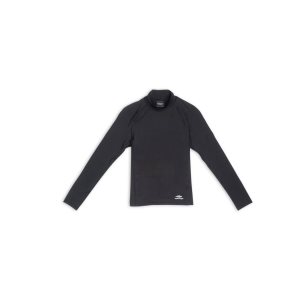 Men's Balenciaga 3b Sports Icon Athletic Turtleneck Long Sleeve Top Shirts Black | 0238IBHXZ