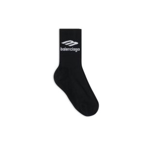 Men's Balenciaga 3b Sports Icon Tennis Socks Black | 4053FSMZA