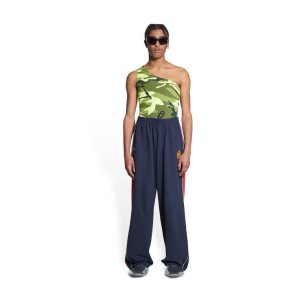 Men's Balenciaga Allover Camo Asymetric Tank Top Shirts Yellow | 1287USAXV