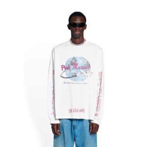 Men's Balenciaga Balenciaga Music Martini Merch Long Sleeve T Shirts Light Beige | 5243RJYQE