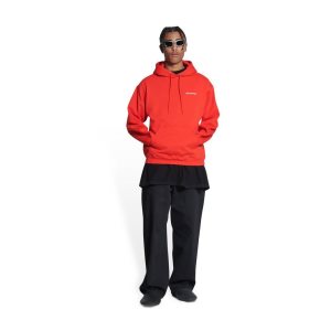 Men's Balenciaga Balenciaga Regular Fit Hoodie Red | 2346WTLQF