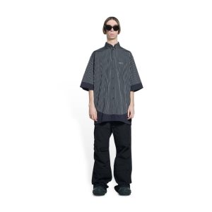 Men's Balenciaga Bb Icon Layered Shirts Black | 9345KCQZD