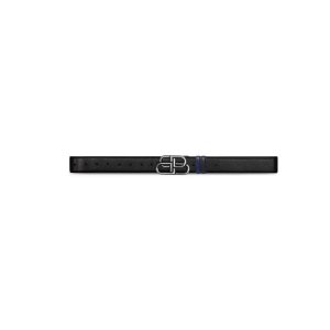 Men's Balenciaga Bb Reversible Grained Calfskin Belts Black | 3980KIERF