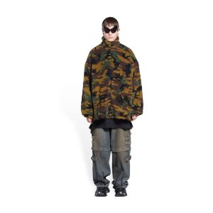 Men's Balenciaga Camo Zip-up Jackets Green | 9461MXFYT