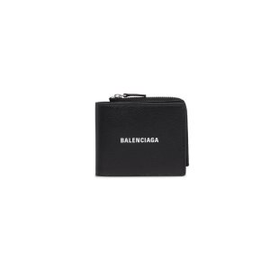 Men's Balenciaga Cash Folded Squared Card Holder Wallets Black | 5908LDZJE