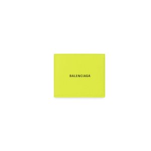 Men's Balenciaga Cash Square Folded Coin Wallets Yellow / Silver | 8690ZWFXA