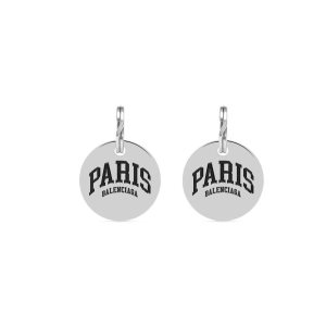 Men's Balenciaga Cities Paris Earrings Jewelry Silver | 8120CZQNI