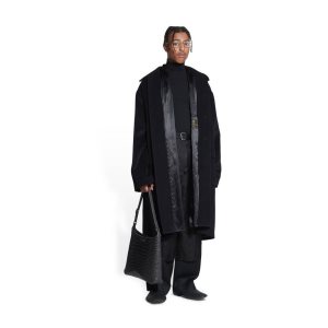 Men's Balenciaga Deconstructed Carcoat Jackets Black | 8450TOPHQ