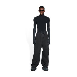 Men's Balenciaga Drawstring Cargo Pants Black | 1730IAVJC