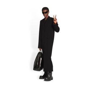 Men's Balenciaga Fitted Coat Jackets Black | 4312WOHZI