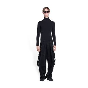 Men's Balenciaga Fitted Turtleneck Knitwear Black | 1683PUVQO