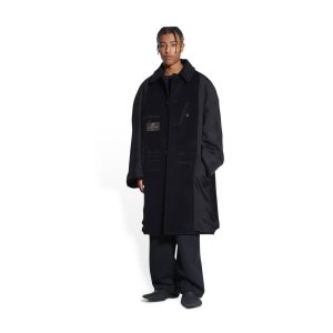 Men's Balenciaga Inside Out Carcoat Jackets Black | 0593BNJHF