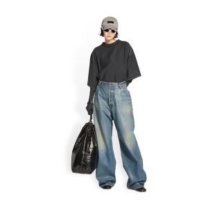 Men's Balenciaga Large Baggy Jeans Pants Blue | 8075OKATB