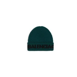 Men's Balenciaga Logo Caps Green | 5604QCNDB