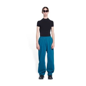 Men's Balenciaga Logo Jogging Pants Indigo | 8203VGNKI