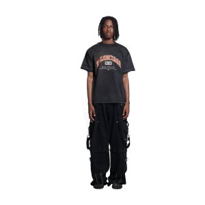 Men's Balenciaga Maison Balenciaga Medium Fit T Shirts Black | 6895AKLEW