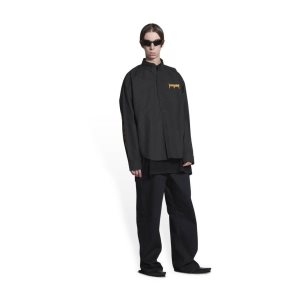 Men's Balenciaga Metal Large Fit Shirts Black | 1950SFTYC