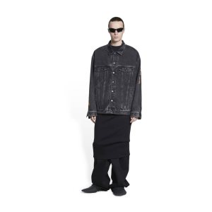 Men's Balenciaga Metal Oversized Jackets Black | 0387QGIND