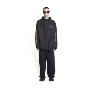 Men's Balenciaga Metal Short Windbreaker Jackets Black | 6530JRHBV