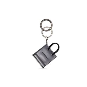 Men's Balenciaga Mini Shopping Keyrings Silver | 2549PAQKT