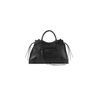 Men's Balenciaga Neo Classic Medium Handbag Tote Bags Black | 9147IXPEL