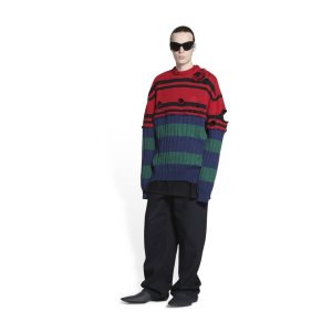 Men's Balenciaga Patched Sweater Knitwear | 1286CZPMX