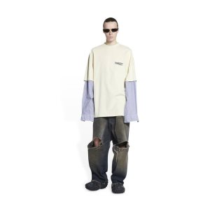 Men's Balenciaga Political Campaign Layered T Shirts Beige | 1360LGPKO