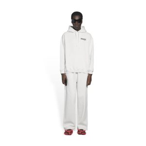 Men's Balenciaga Political Campaign Medium Fit Hoodie White | 2634UTYEV