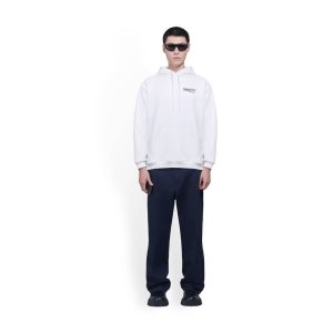 Men's Balenciaga Political Campaign Medium Fit Hoodie White | 7629KHIZN