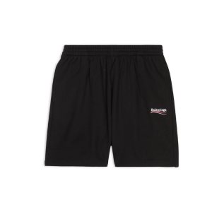 Men's Balenciaga Political Campaign Sweat Shorts Pants Black | 9628UCQEG