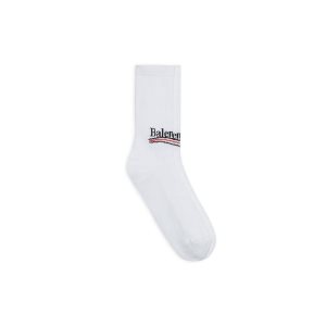 Men's Balenciaga Political Campaign Tennis Socks White | 2516OHZVQ