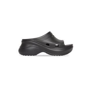 Men's Balenciaga Pool Crocs Slide Sandals Black | 0781OXLNB