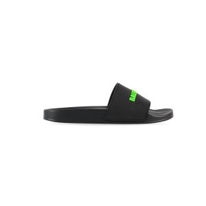 Men's Balenciaga Pool Slide Sandals Black / Green | 7128KXTYH