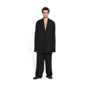 Men's Balenciaga Raglan Tailored Jackets Black | 1269GEVAF