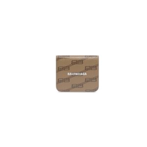 Men's Balenciaga Signature Flap Coin And Card Holder Bb Monogram Coated Canvas Wallets Beige | 2068OHGXM