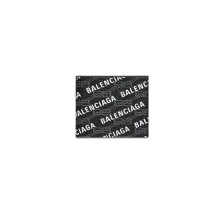 Men's Balenciaga Signature Square Folded Bb Monogram Coated Canvas And Allover Logo Wallets Black | 0296PROJC