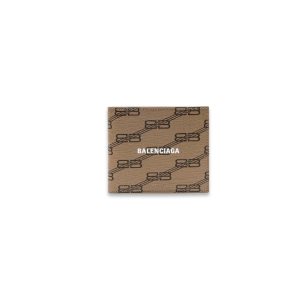 Men's Balenciaga Signature Square Folded Bb Monogram Coated Canvas Wallets Beige | 7312DVCQP