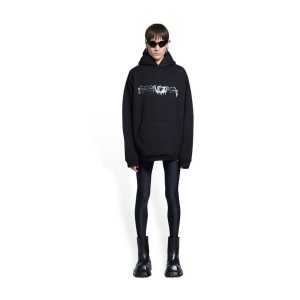 Men's Balenciaga Slime Wide Fit Hoodie Black | 5762YGLEC