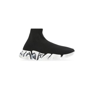 Men's Balenciaga Speed 2.0 Graffiti Recycled Knit Sneakers Black | 4375QFYGT