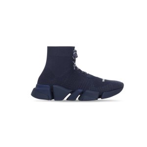 Men's Balenciaga Speed 2.0 Lace-up Recycled Knit Sneakers Dark Blue | 6015AWUMS