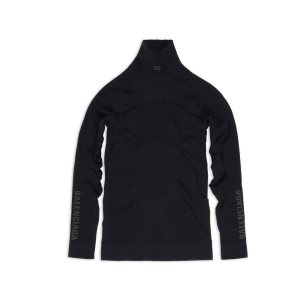 Men's Balenciaga Sporty B Highneck Athletic Long Sleeve Top Shirts Black | 7241FQMSL