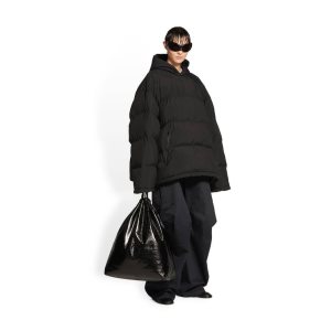 Men's Balenciaga Sporty B Pull-over Puffer Jackets Black | 1408GBHOT