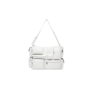 Men's Balenciaga Superbusy Large Sling Off Crossbody Bags White | 5034ARLYW