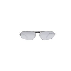 Men's Balenciaga Tag 2.0 Oval Sunglasses Silver | 7061TALPV