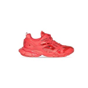 Men's Balenciaga Track.2 Clear Sole Sneakers Red | 6530UZIOM