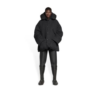 Men's Balenciaga Travel Parka Jackets Black | 9574JQCYS