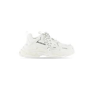 Men's Balenciaga Triple S Allover Logo Sneakers White / Black | 1538KLUXN