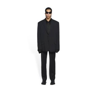 Men's Balenciaga Washed Jackets Black | 8690VTXJZ