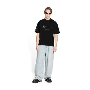 Men's Balenciaga Wfp Medium Fit T Shirts Black | 8035POUHX