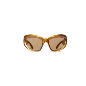 Men's Balenciaga Wrap D-frame Sunglasses Gold | 8059OHZSF